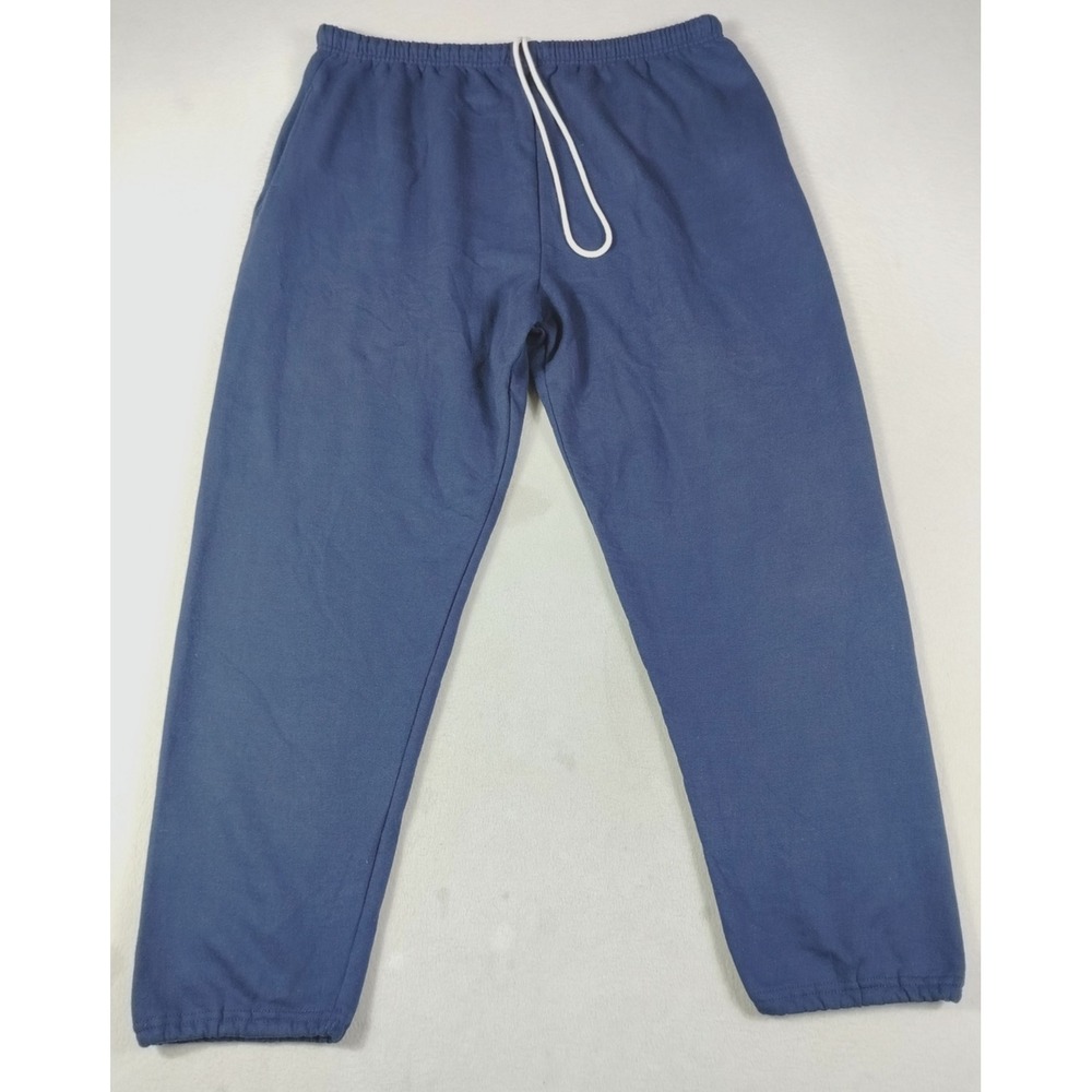 Vintage‎ Jerzees Jogger Pants Mens 2XL Blue Fleece Sweatpants Loungewear Blank